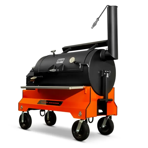 Yoder Ys1500 Comp Cart (orange) + Stainless Steel Front Shelf + 2nd Level Slide Out Cooking Shelf + Counterweight Signage