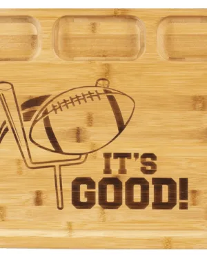 Totally Bamboo 3 Well Kitchen Prep Cutting Board W/"it's Good" Football Engraving