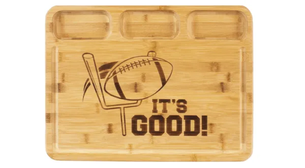 Totally Bamboo 3 Well Kitchen Prep Cutting Board W/"it's Good" Football Engraving